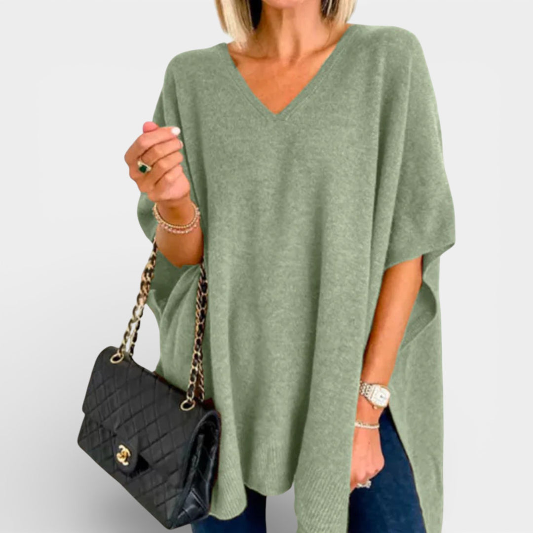 Otylia – Poncho sweter z dekoltem w serek