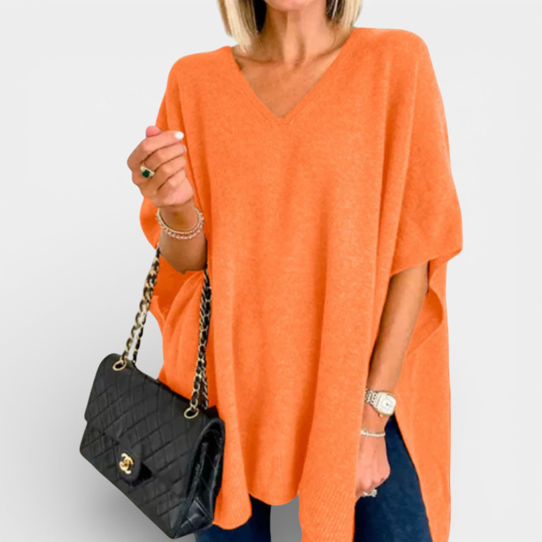 Otylia – Poncho sweter z dekoltem w serek