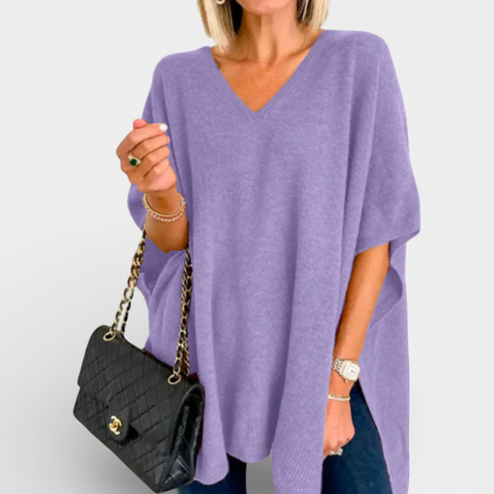 Otylia – Poncho sweter z dekoltem w serek