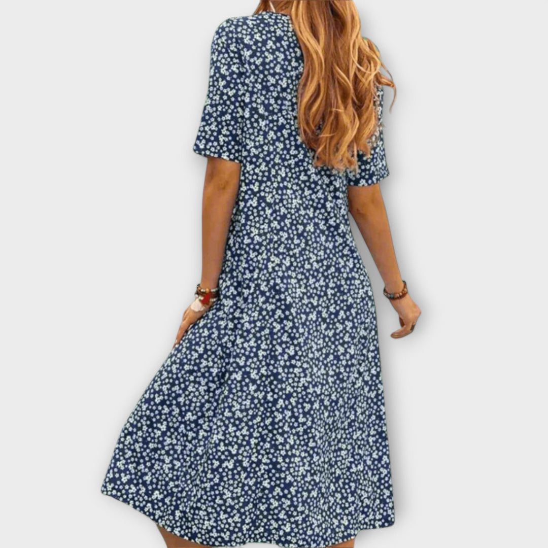 Paula - Elegancka sukienka w kwiaty wykonana z premium tkaniny