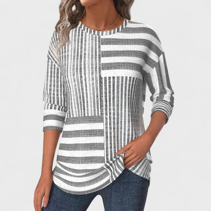 Olga - Paski bluzka z przewiewnego materiału