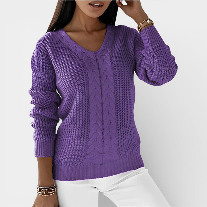 Elwira – Stylowy sweter dzianinowy z dekoltem V