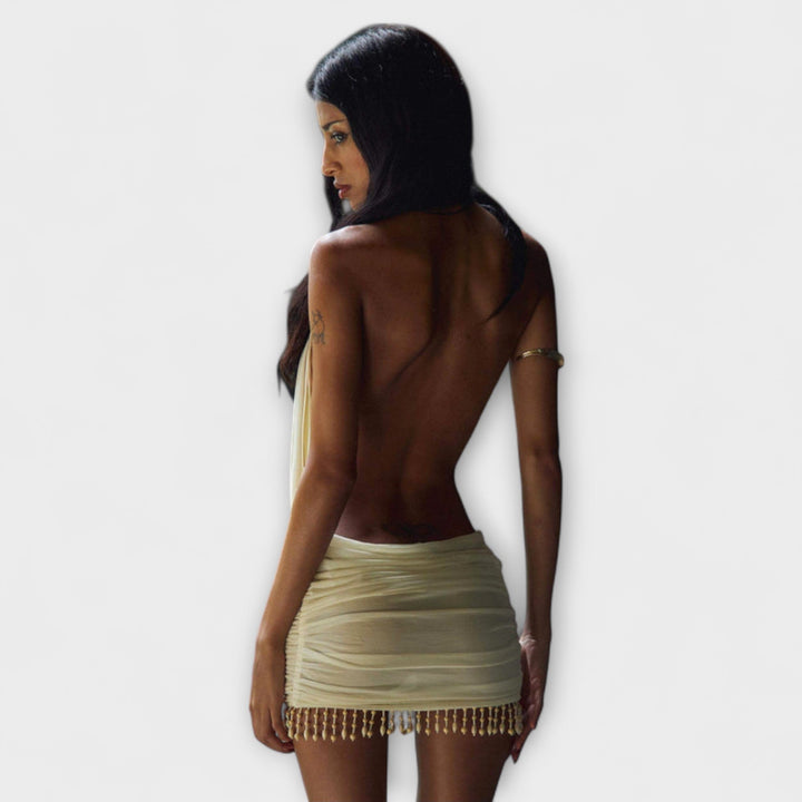 Kylie - Mini Sukienka Wykonana z Miękkiej Tkaniny