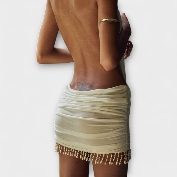 Kylie - Mini Sukienka Wykonana z Miękkiej Tkaniny