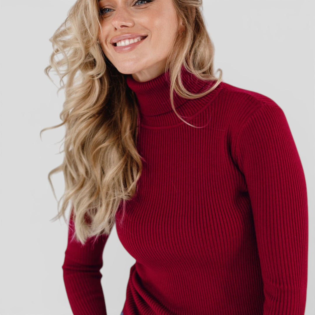 Emilia – Żebrowany sweter z golfem na co dzień