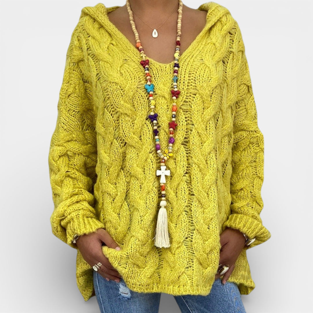 Mila – Dzianinowy sweter z warkoczowym splotem