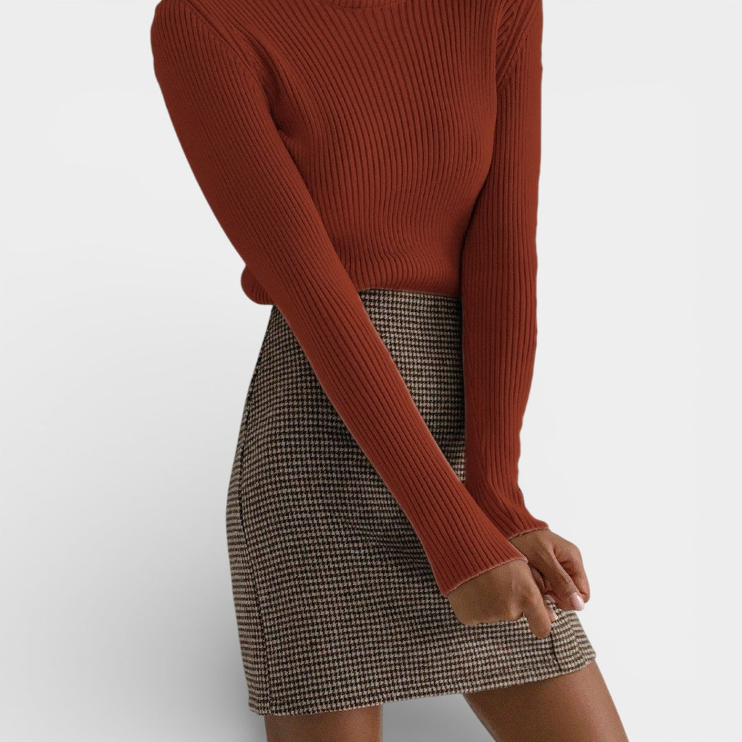 Emilia – Żebrowany sweter z golfem na co dzień