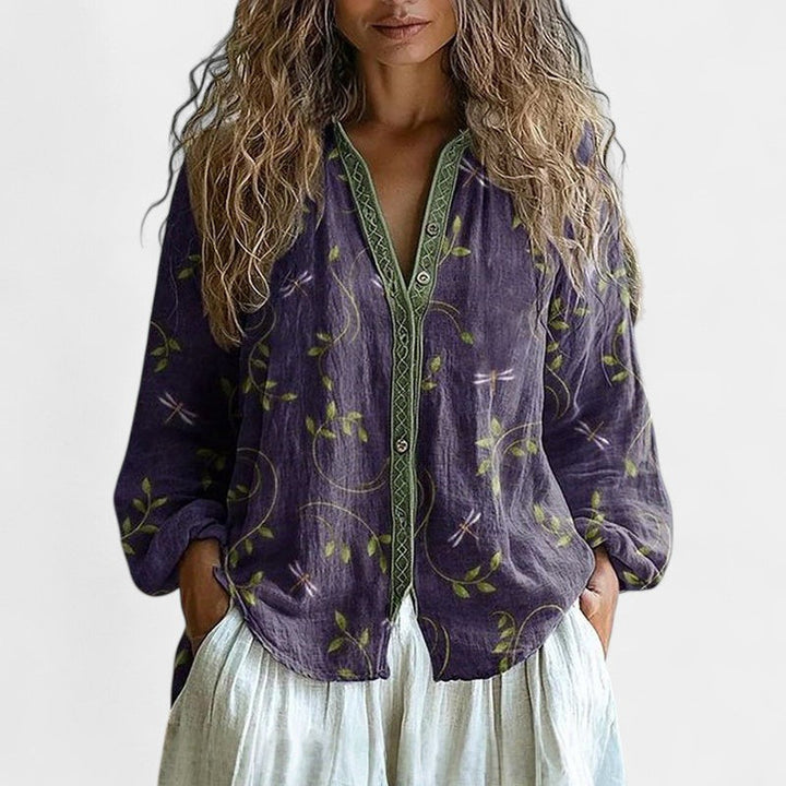 Sofia – Luźna bluzka z naturalnym nadrukiem