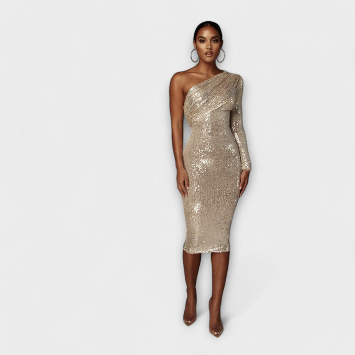 Margely - Wieczorowa sukienka z drapowanym dekoltem