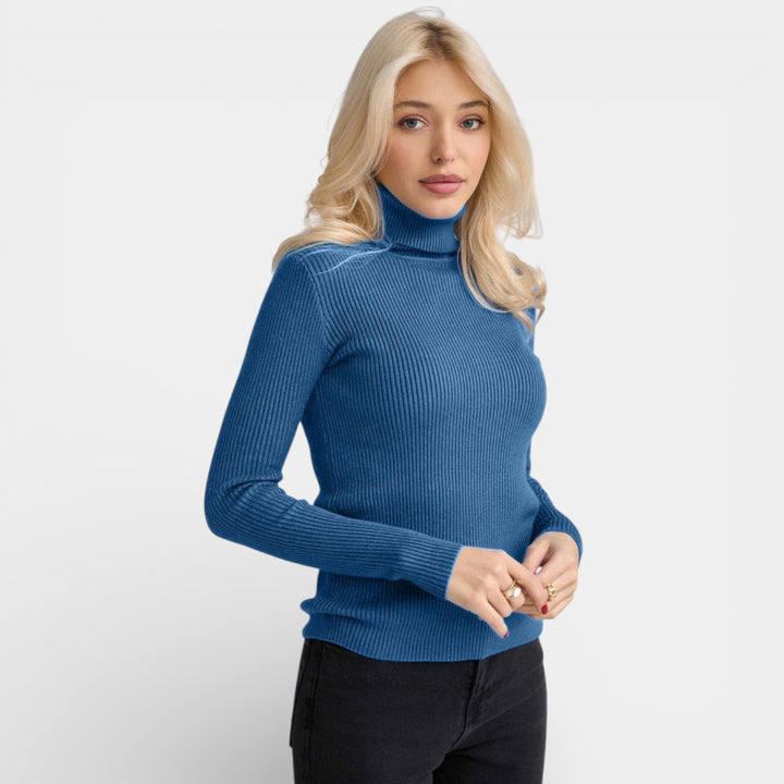 Emilia – Żebrowany sweter z golfem na co dzień