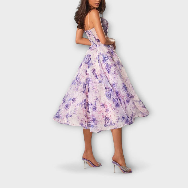 Elegancka Midi Sukienka z Chiffonu