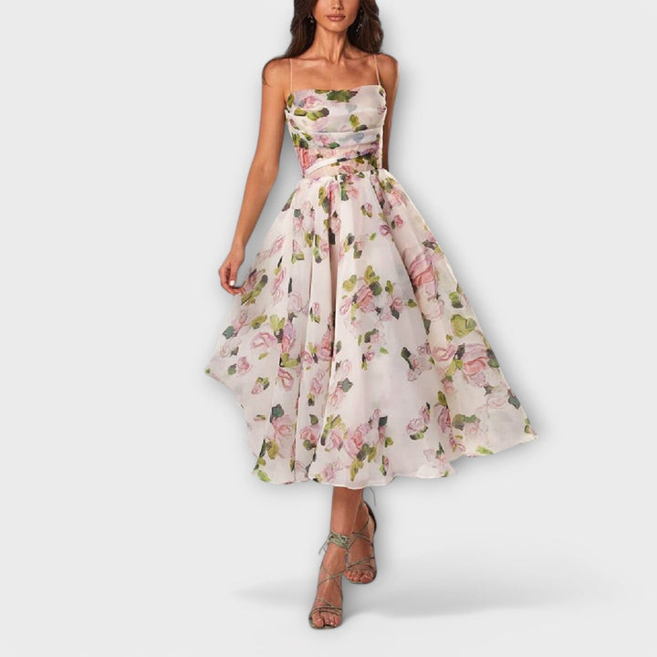 Elegancka Midi Sukienka z Chiffonu