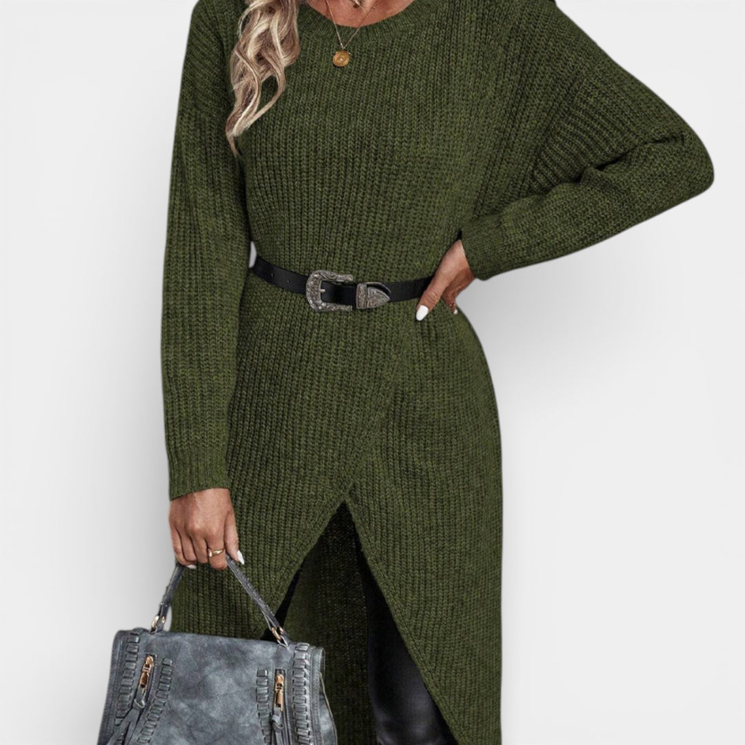 Matylda – Długi sweter nakładany z dzianiny