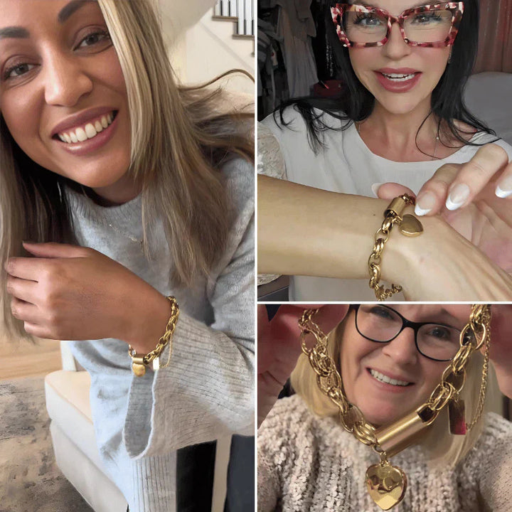 Srdcová Chunky Bransoletka | Złoto