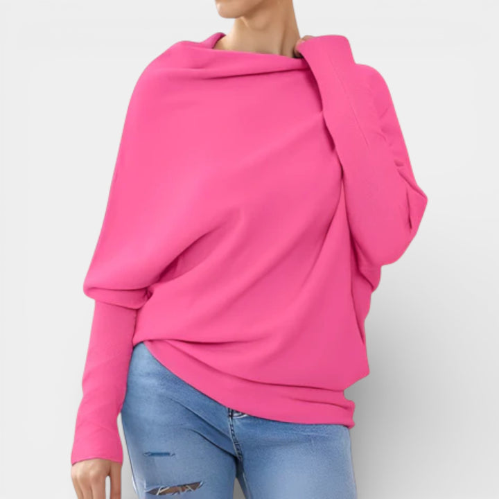 Bianka – Luźny sweter z asymetrycznym dekoltem off-shoulder