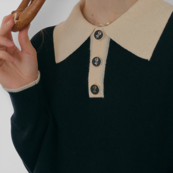 Hanna – Sweter z eleganckim kołnierzykiem polo