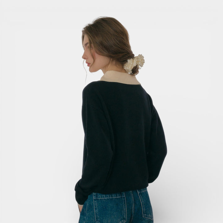 Hanna – Sweter z eleganckim kołnierzykiem polo