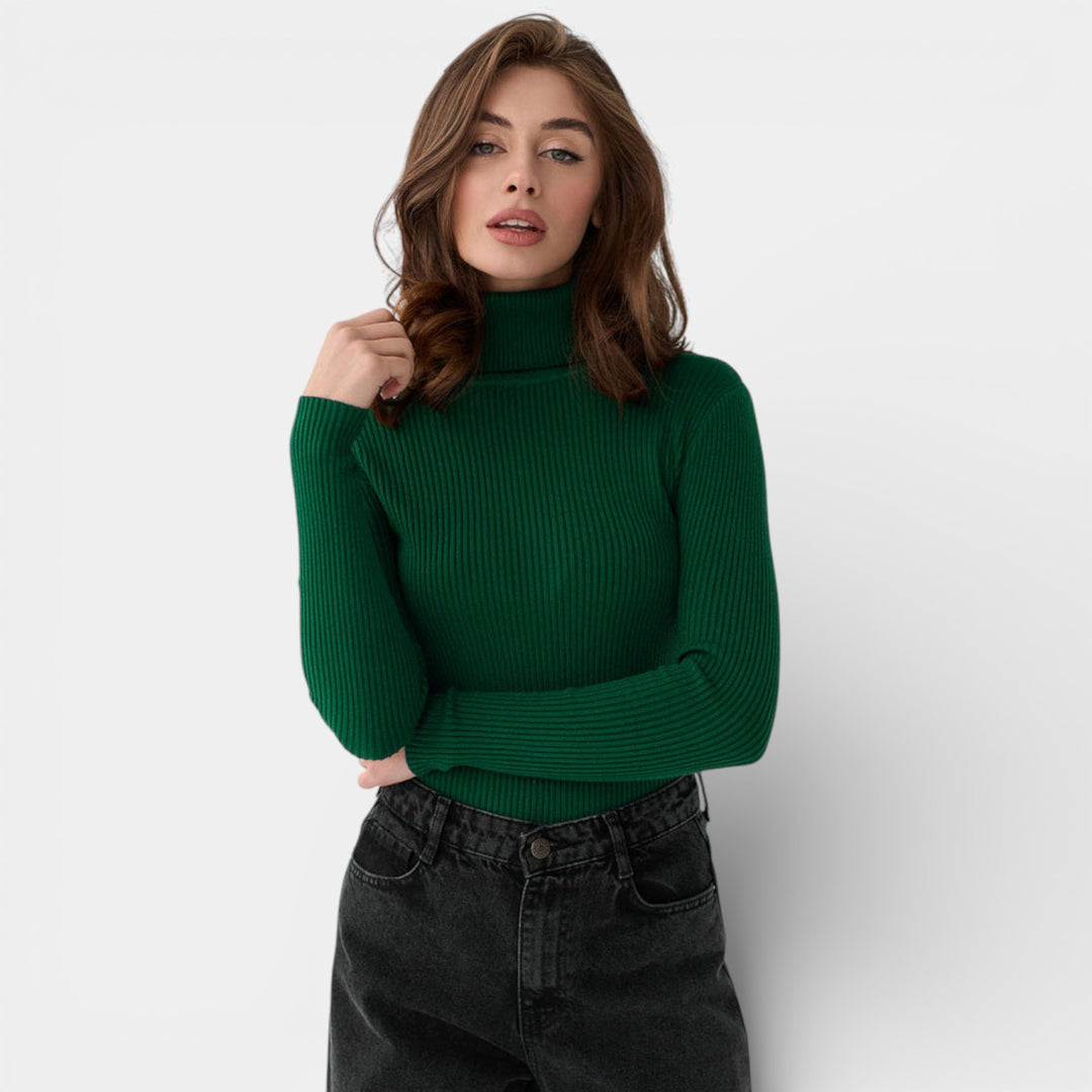 Emilia – Żebrowany sweter z golfem na co dzień