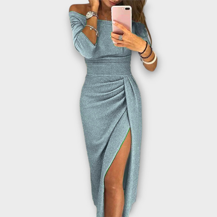 Lena - Elegancka sukienka z odkrytymi ramionami