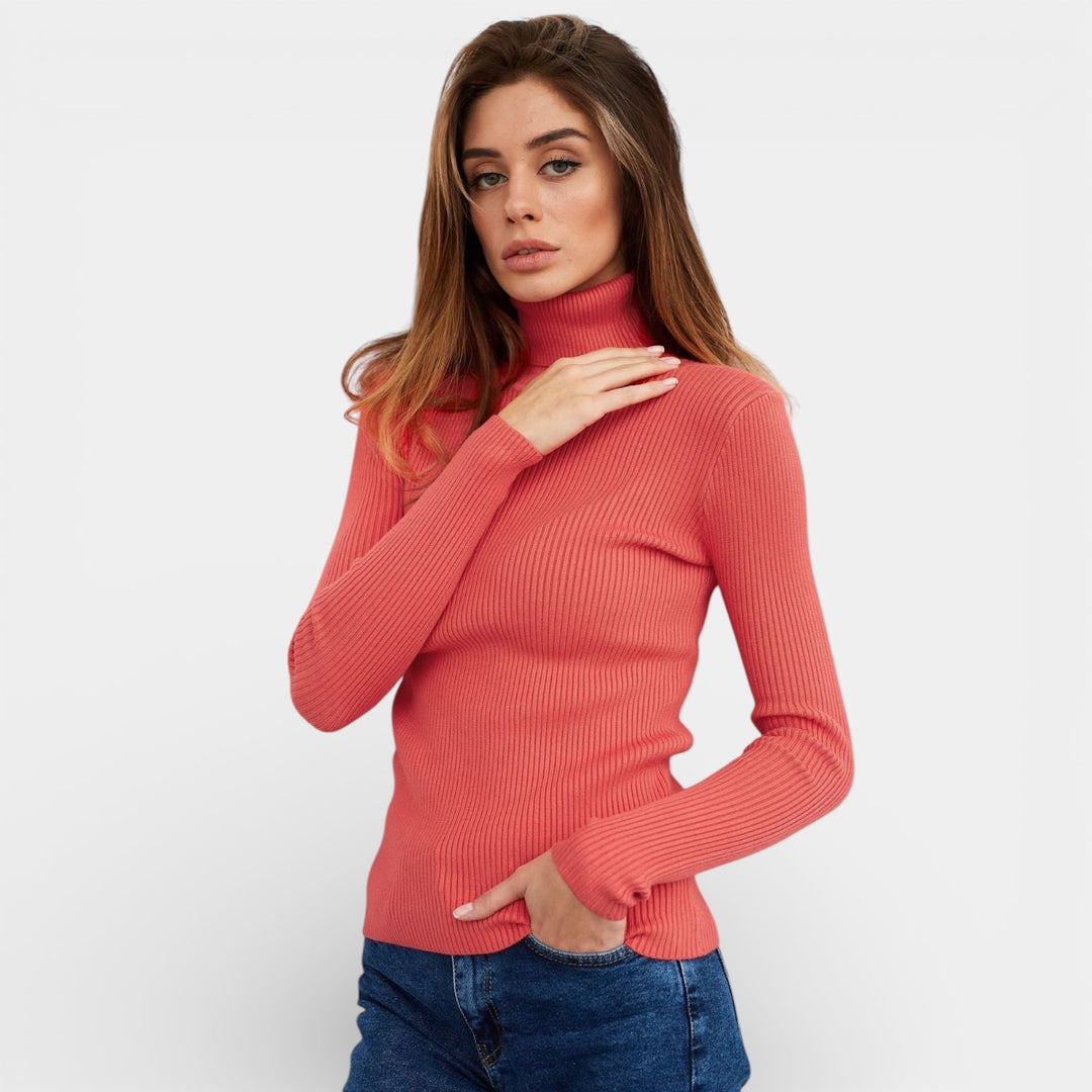 Emilia – Żebrowany sweter z golfem na co dzień