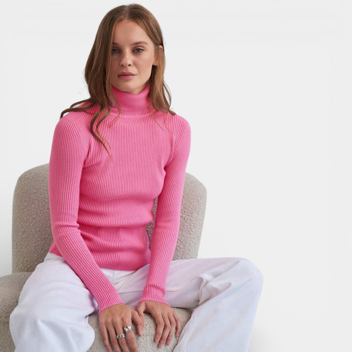 Emilia – Żebrowany sweter z golfem na co dzień