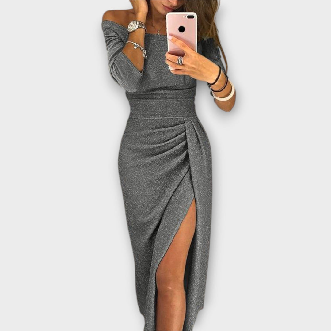 Lena - Elegancka sukienka z odkrytymi ramionami