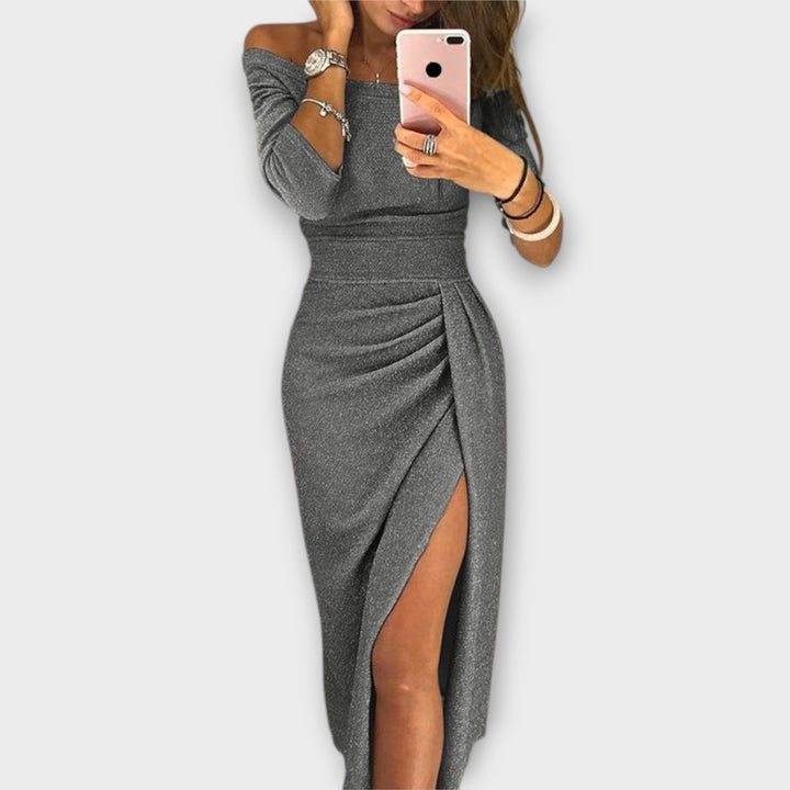 Lena - Elegancka sukienka z odkrytymi ramionami