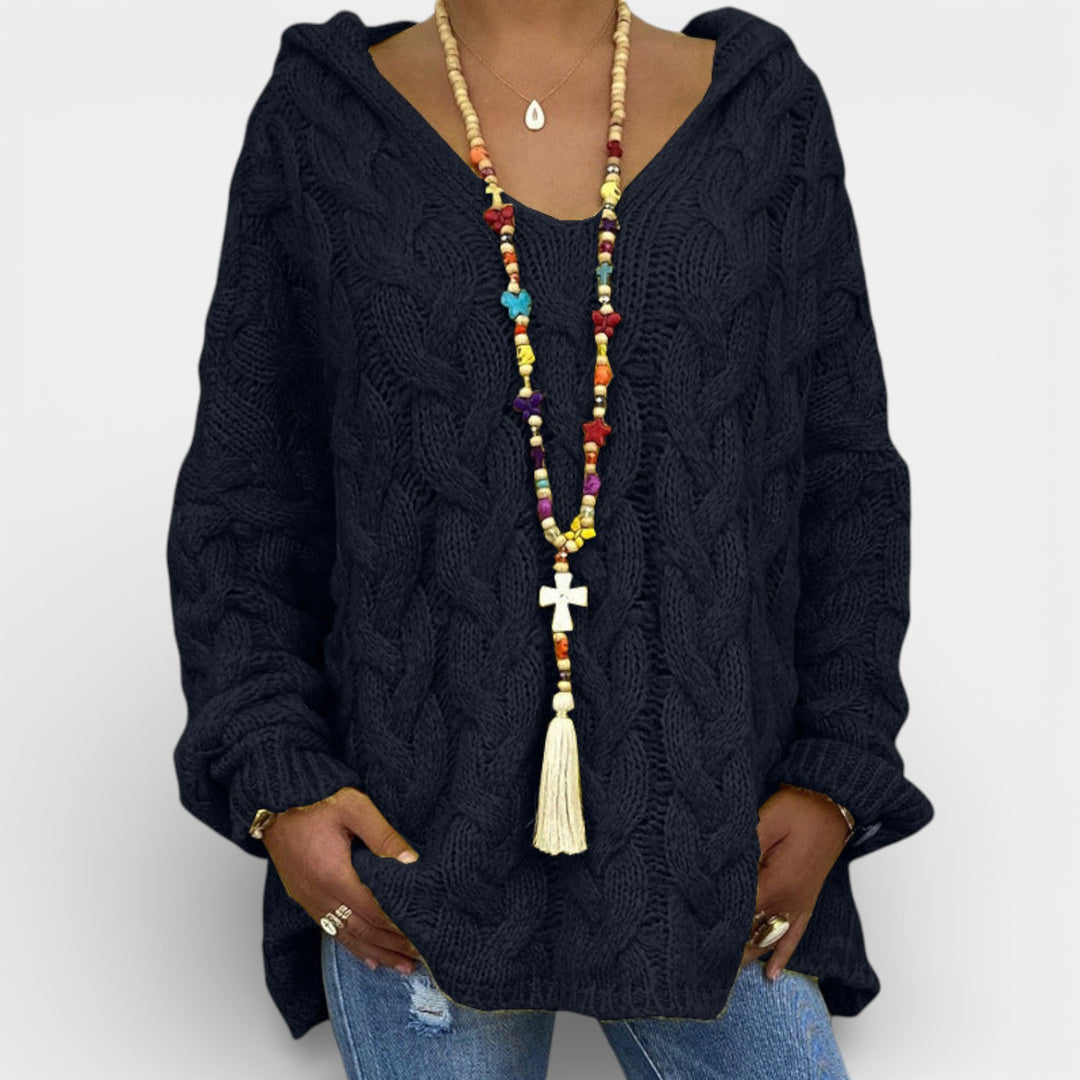 Mila – Dzianinowy sweter z warkoczowym splotem