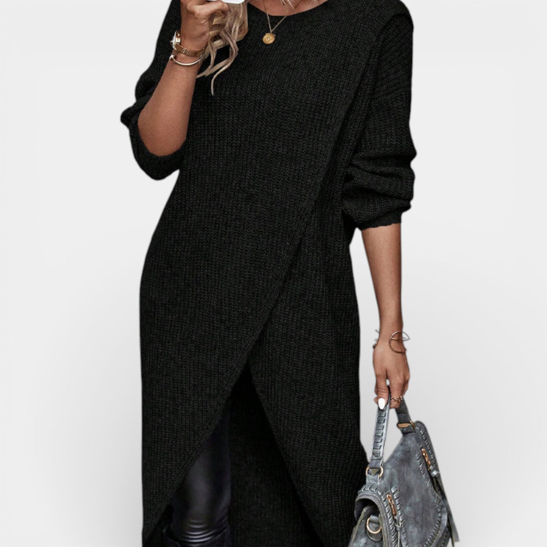 Matylda – Długi sweter nakładany z dzianiny