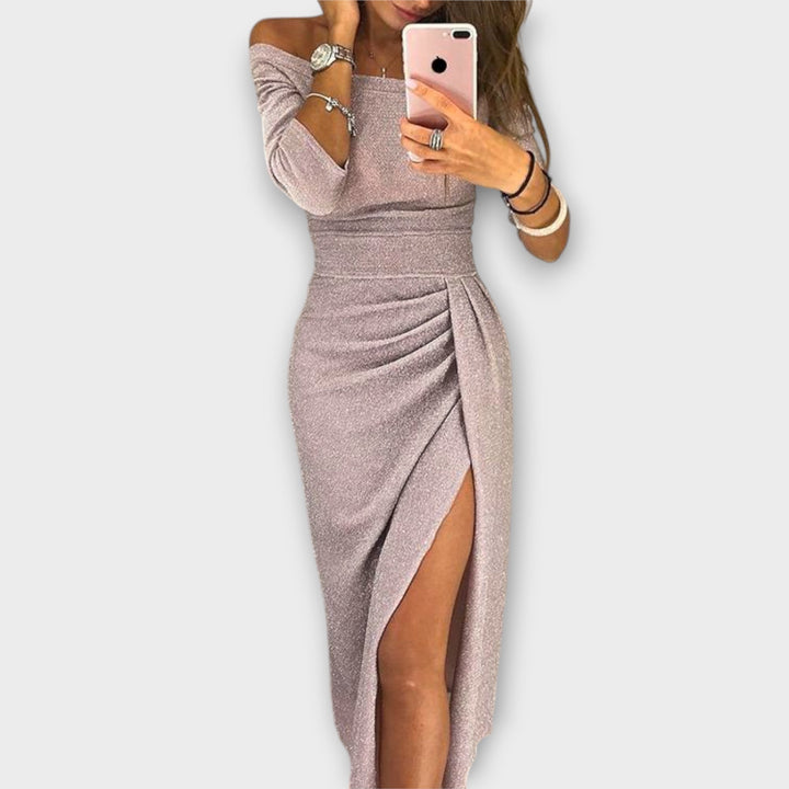 Lena - Elegancka sukienka z odkrytymi ramionami