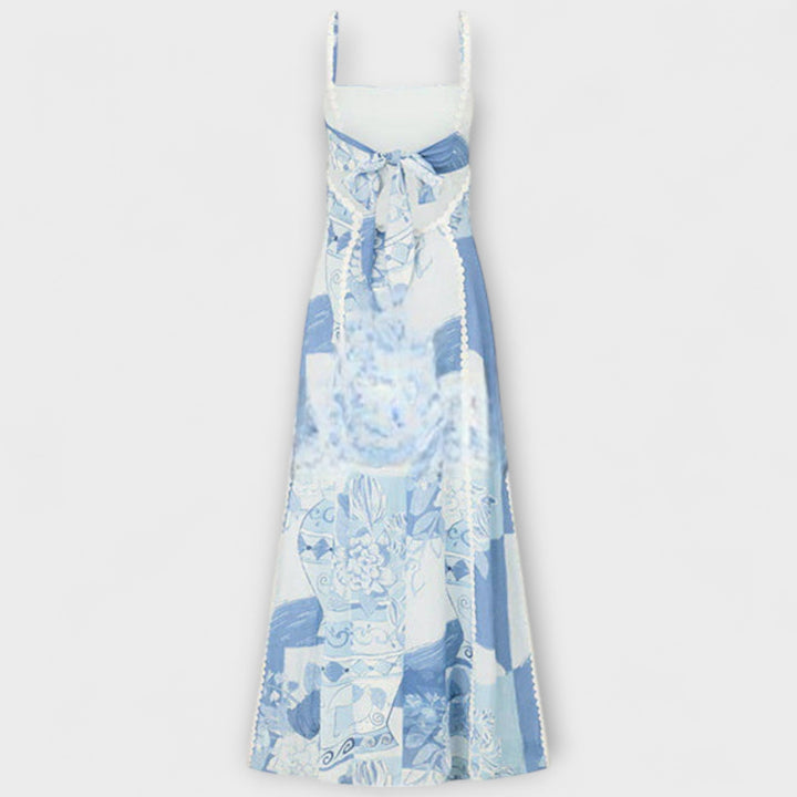 Terazza Ric Rac - Maxi sukienka z lnu o rozszerzonym kroju