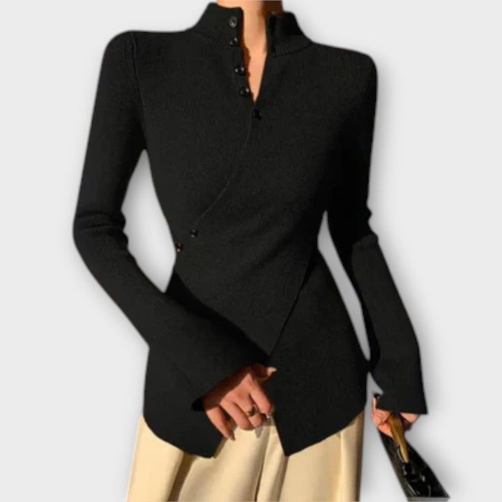 Mireko – Sweter z cienkiej dzianiny z guzikami