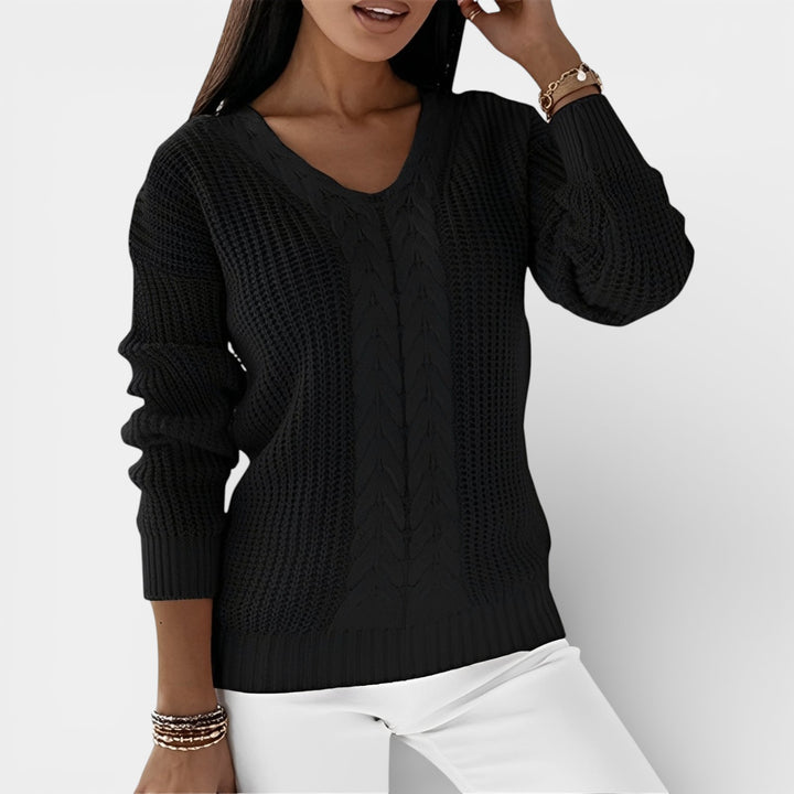 Elwira – Stylowy sweter dzianinowy z dekoltem V