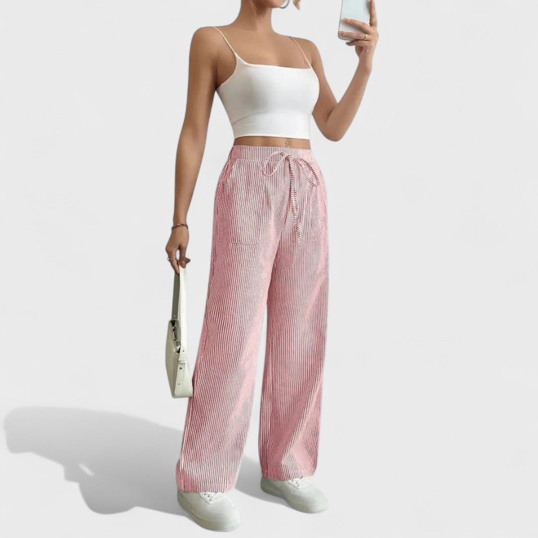 Dominique - Wygodne Szerokie Spodnie