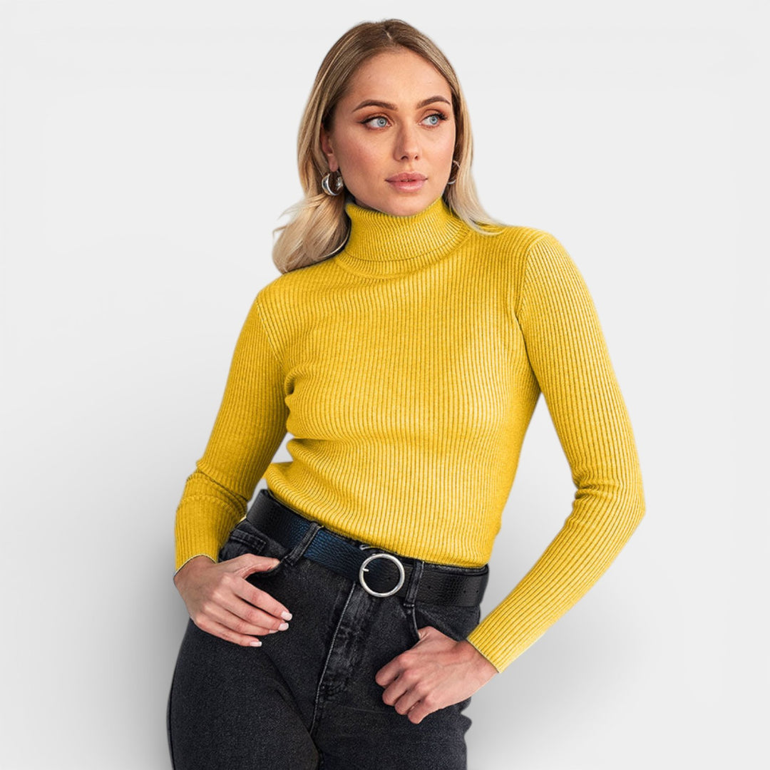 Emilia – Żebrowany sweter z golfem na co dzień