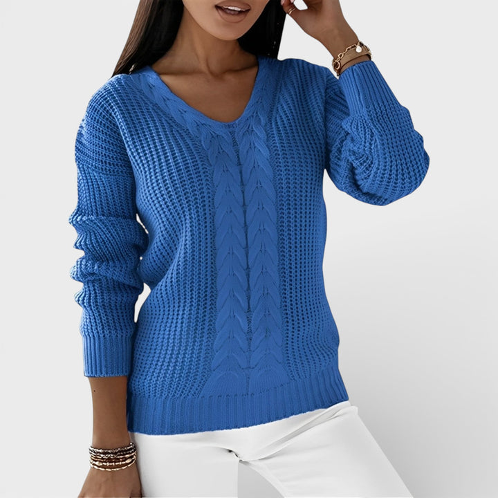 Elwira – Stylowy sweter dzianinowy z dekoltem V