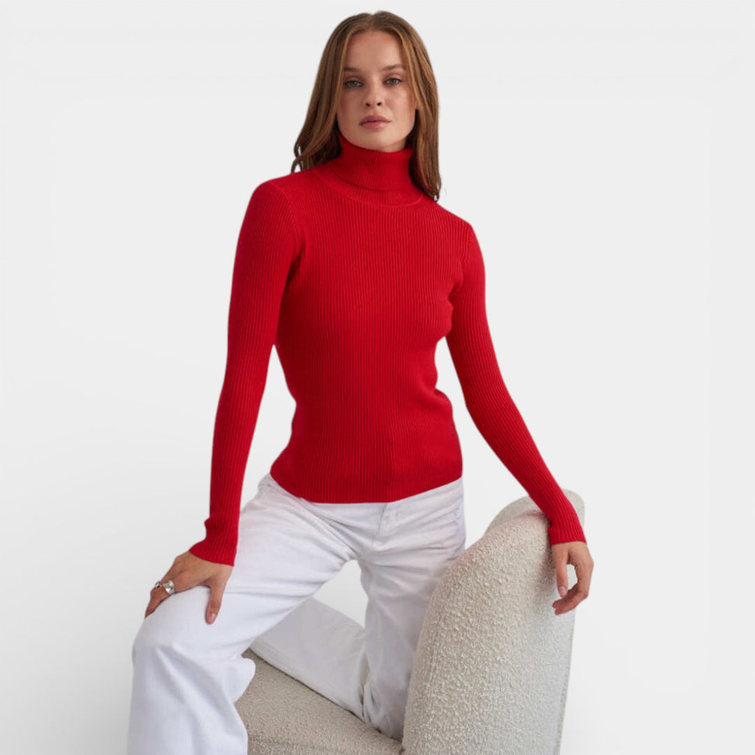 Emilia – Żebrowany sweter z golfem na co dzień