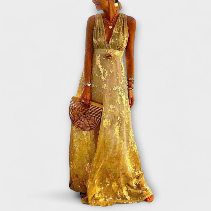 Sukienka z dekoltem w kształcie litery V i detalicznymi cekinami