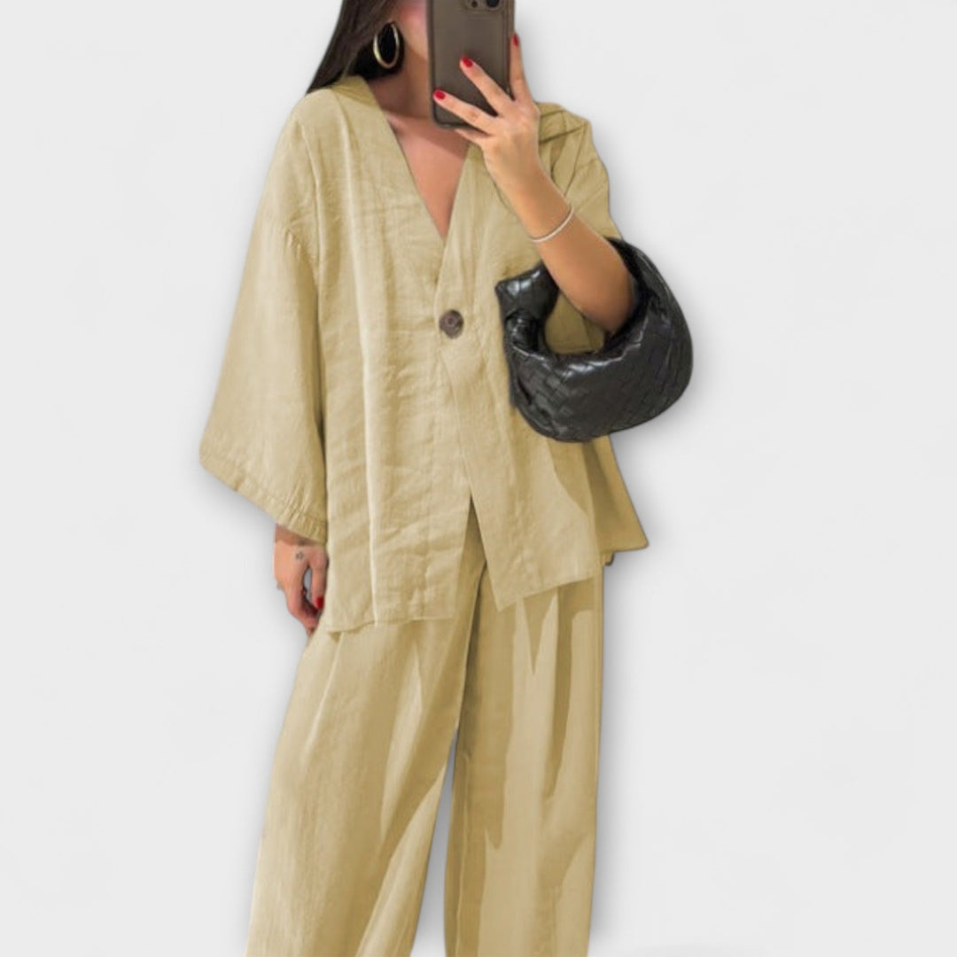 Jacqueline - Dwuwarstwowy top i spodnie