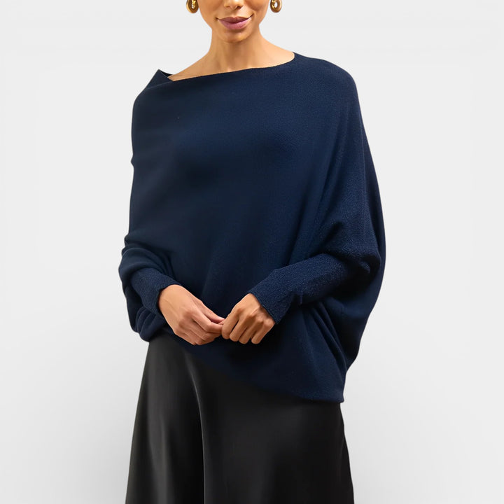 Bianka – Luźny sweter z asymetrycznym dekoltem off-shoulder