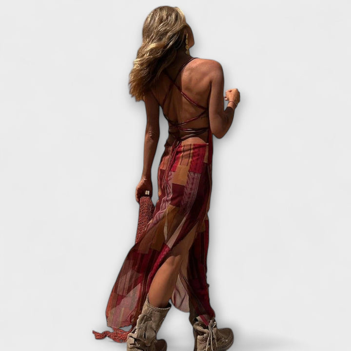 Opłatek - Unikalna Midi Sukienka z Kołnierzykiem