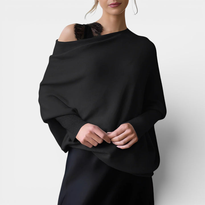 Bianka – Luźny sweter z asymetrycznym dekoltem off-shoulder