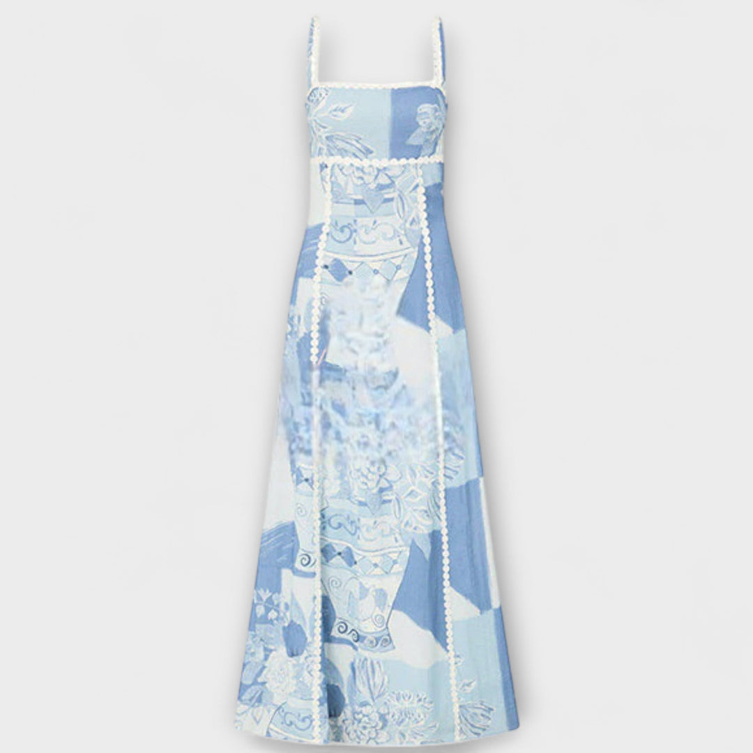 Terazza Ric Rac - Maxi sukienka z lnu o rozszerzonym kroju