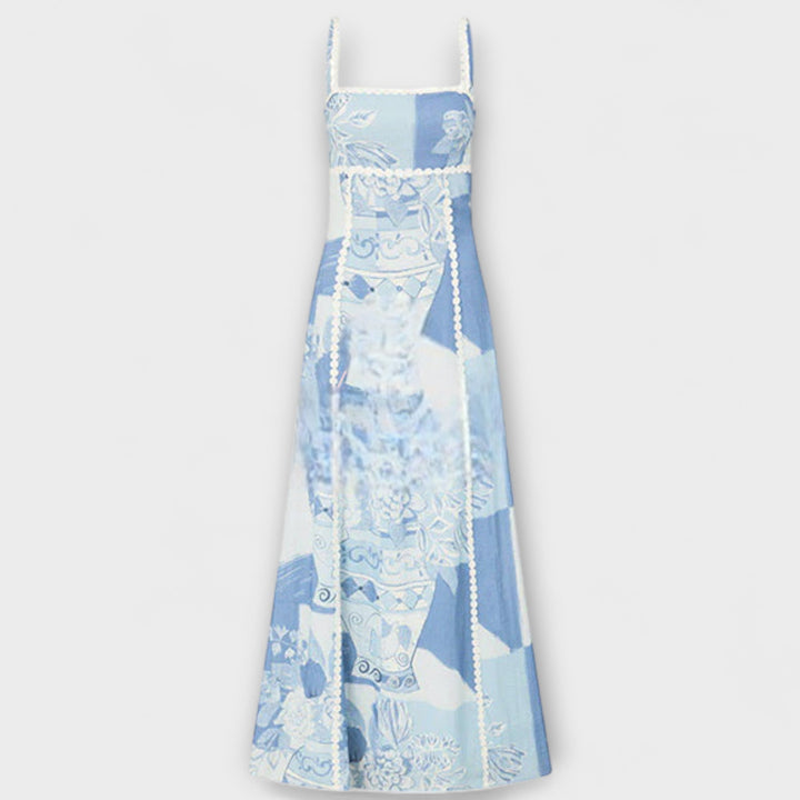 Terazza Ric Rac - Maxi sukienka z lnu o rozszerzonym kroju