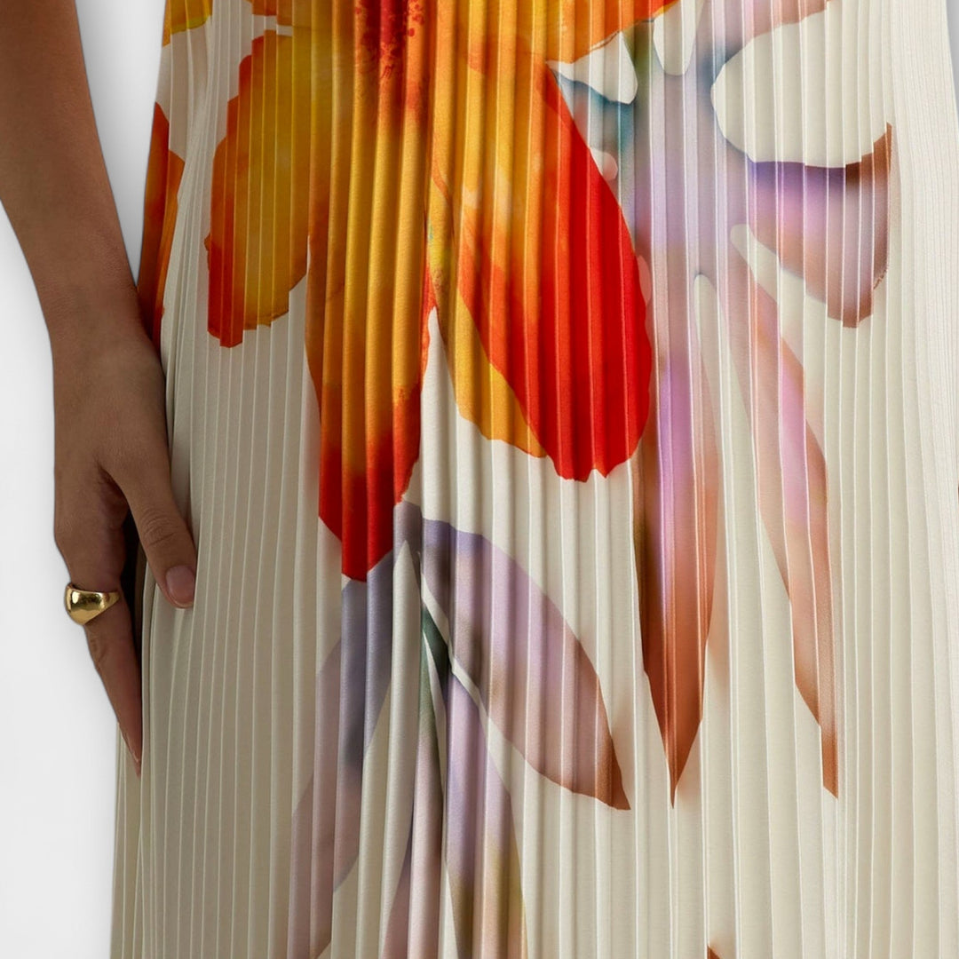 Michelle - Maxi sukienka Sweetheart w pomarańczowe kwiaty