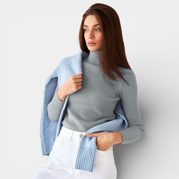 Emilia – Żebrowany sweter z golfem na co dzień