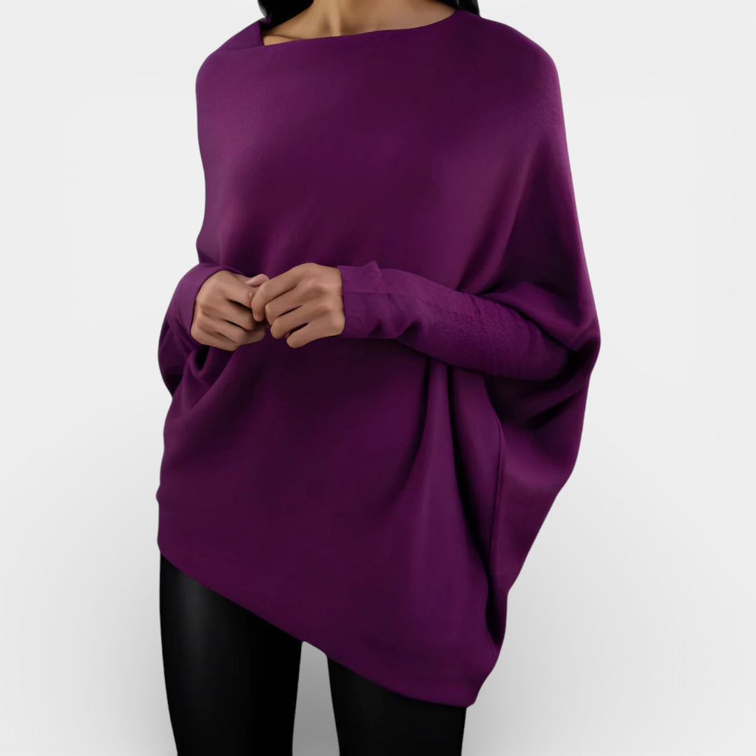 Bianka – Luźny sweter z asymetrycznym dekoltem off-shoulder