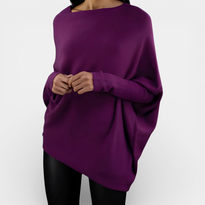 Bianka – Luźny sweter z asymetrycznym dekoltem off-shoulder