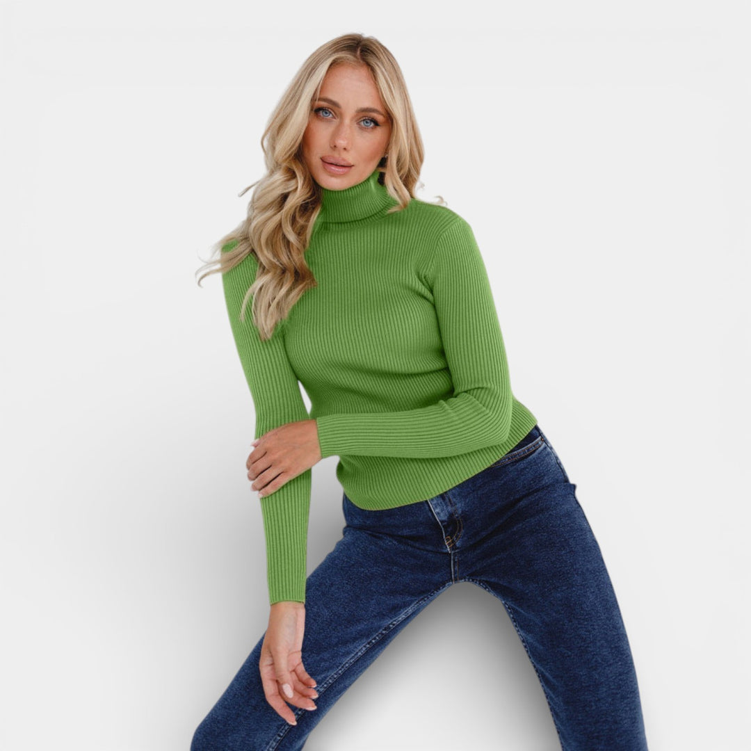 Emilia – Żebrowany sweter z golfem na co dzień