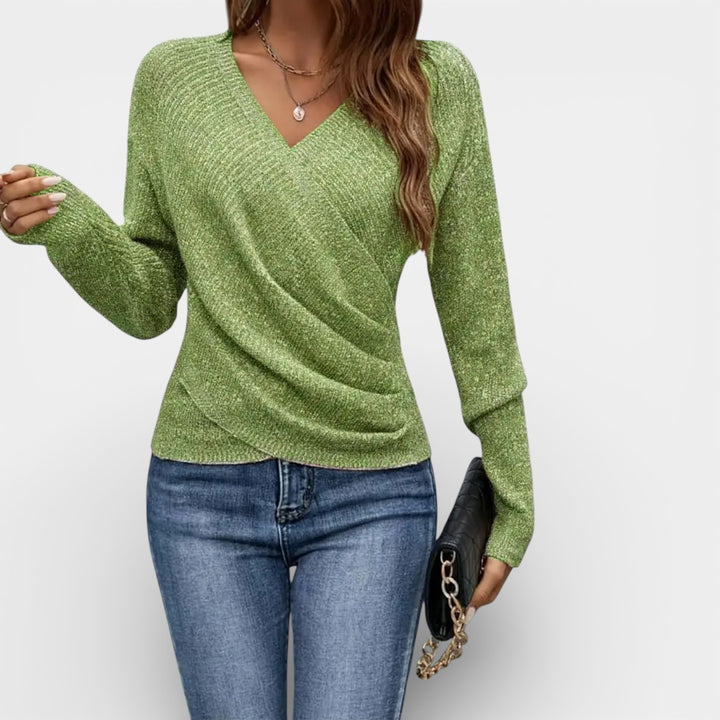 Aniela– Sweter kopertowy z dekoltem V